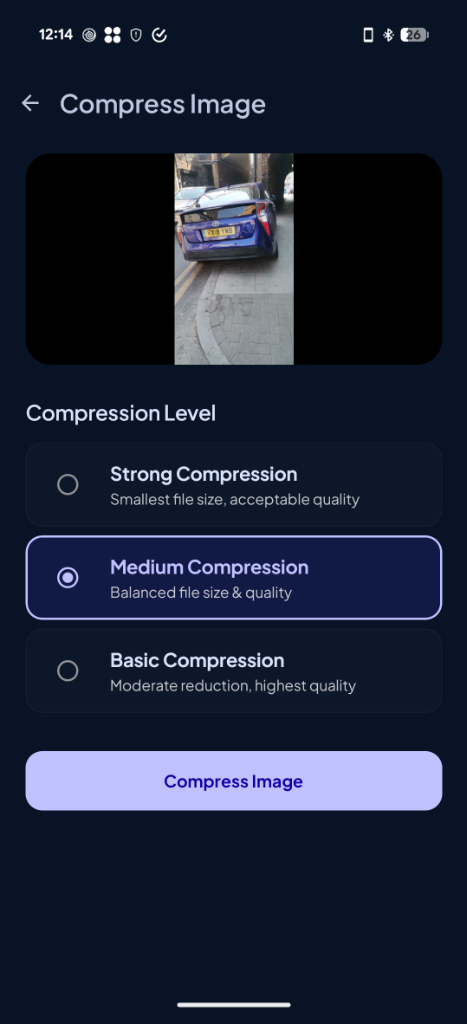 SafeShot Android Compress Screen