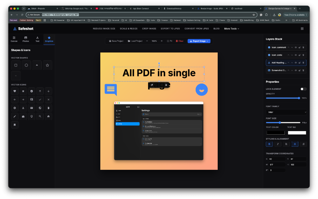 Safeshot Design Canvas Editor Workspace